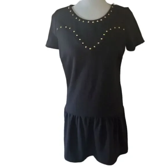 Designer. Sinequonone Paris. black with gold stud Details dress. Size Small - Picture 9 of 9